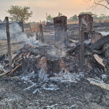 Remnants of a burnt tukul (homes) in Mathiang