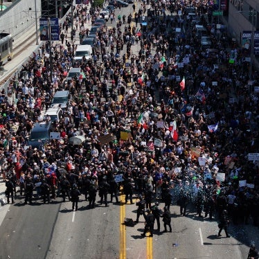 Thousands of protesters gather in Los Angeles, California