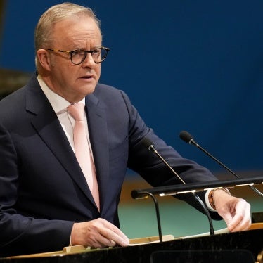 Australian Prime Minister Anthony Albanese during a United Nations conference in New York City, September 22, 2025.