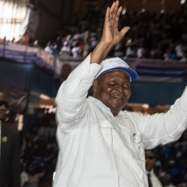 Central African Republic President Faustin Archange Touadéra gestures to supporters.
