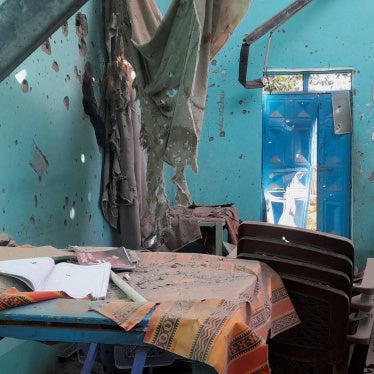 A desk bearing signs of shelling in a school where displaced people were sheltering, in El Fasher, Sudan, October 7, 2025. 