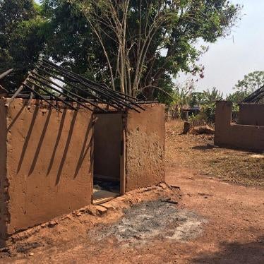 Houses burnt in the Hai Ikpiro neighbourhood of Yambio city, South Sudan, during the December 2015 clashes between government forces and rebels. 