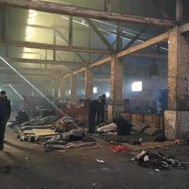 Asylum seekers and migrants living in appalling conditions in abandoned warehouses behind Belgrade train station, Serbia. November 22, 2016.