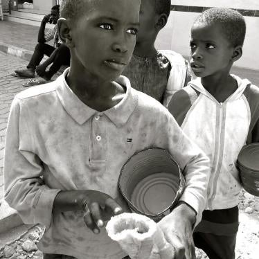 Talibés begging outside a pharmacy in Dakar, Senegal, May 7, 2017. 