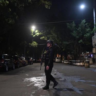 An officer from the police mobile brigade patrols in Jakarta, Indonesia, June 30, 2017.