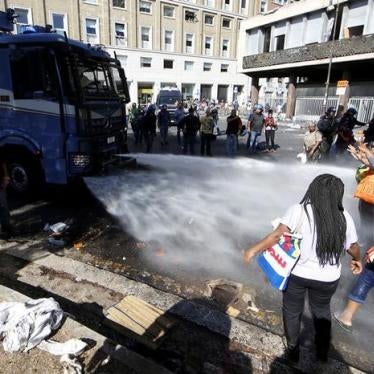 refugees water cannons