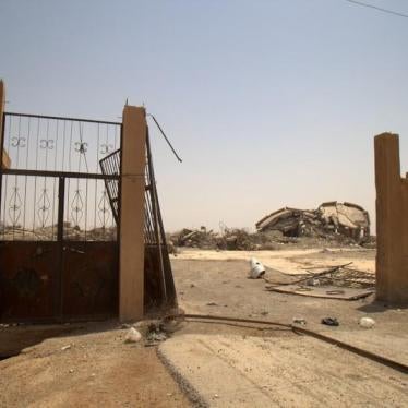 Entrance to the Badia school that was struck by coalition aircraft on March 20, 2017. 