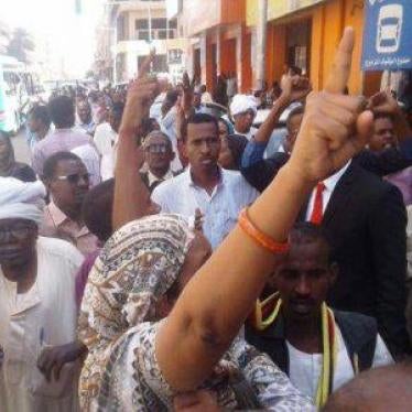 Demonstrators in Khartoum march to protest against the Sudanese government's subsidies cuts and austerity measures on January 16, 2018.