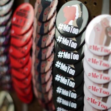 A vendor sells #MeToo badges a protest march for survivors of sexual assault and their supporters in Hollywood, Los Angeles, California U.S. November 12, 2017.