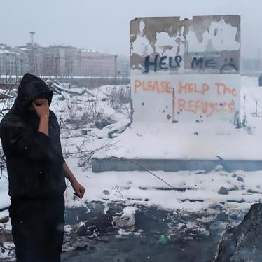A migrant outside of a customs warehouse in Belgrade, Serbia, January 18, 2017. 