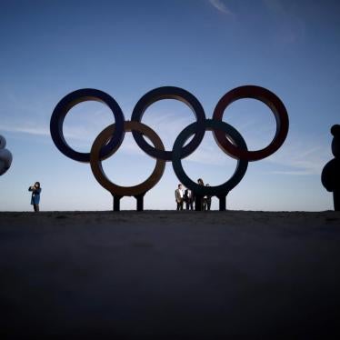 The 2018 PyeongChang Winter Olympics mascots and the Olympic Rings are displayed at Gyeongpodae beach in Gangneung, South Korea, October 31, 2017.