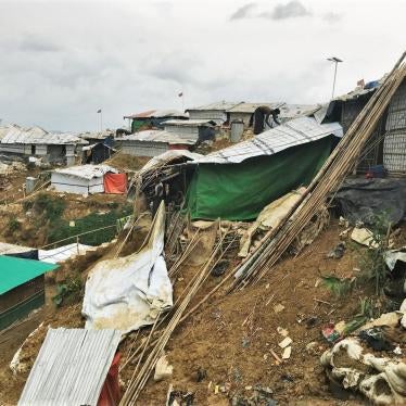 A landslide in the Kutupalong-Balukhali refugee camp in Bangladesh on May 18, 2018 washed away a shelter housing 17 Rohingya refugees, all of whom were unharmed. 