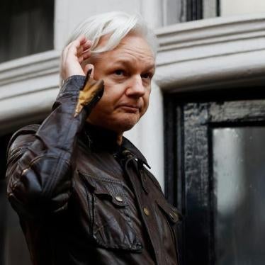 WikiLeaks founder Julian Assange is seen on the balcony of the Ecuadorian Embassy in London, Britain, May 19, 2017.