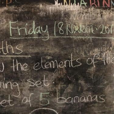 The date on a blackboard indicates the last time that this classroom in a school in the Anglophone region of Cameroon was last used to teach children