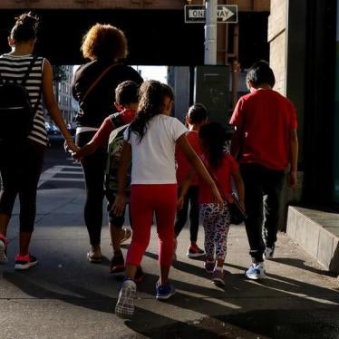 Children are escorted to the Cayuga Center, which provides foster care and other services to immigrant children separated from their families, in New York City, U.S., July 10, 2018. 