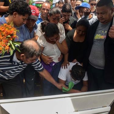 Burial of Teyler Lorío, 14 months old baby; his parents allege police shot him in the head when his father was holding him in his arms, walking on the street in Managua, Nicaragua.