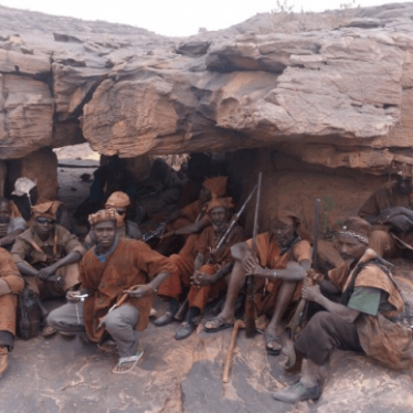 Members of the Dogon militia, Dan Na Ambassagou, which was founded to defend the Dogon community from attacks by Islamist armed groups. Dan Na Ambassagou has been implicated in numerous serious abuses against Peuhl civilians.