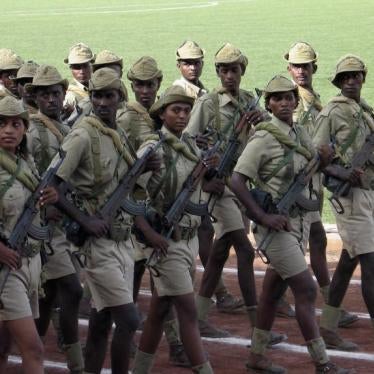 Eritrean soldiers march during the country's Independence Day in Asmara in this May 24, 2007 file photo. One of Africa's newest and smallest nations has one of the largest armies in the region. But this is due to national service that continues for many y