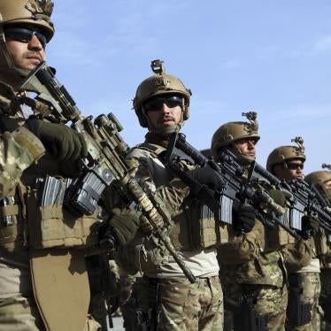Afghan special police forces attend their graduation ceremony at a special forces training center in Kabul.