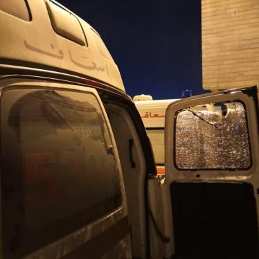 Security forces smashed the windows and mirrors of an ambulance that had been transporting injured protesters to hospital in Baghdad on October 25.