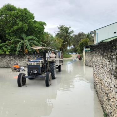 Flooded streets in Haadhaal Kulhudhuffushi, Maldives on December 1, 2019.
