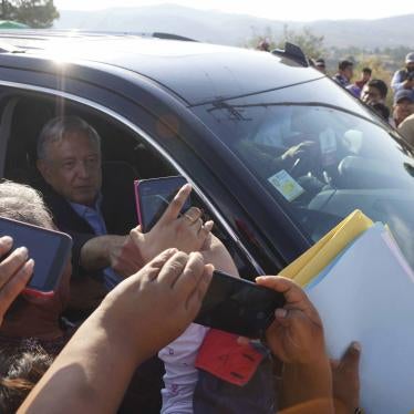 President of Mexico, Andrés Manuel López Obrador, during his visit to the Rural Hospital of Tlaxiaco municipality, on Friday, March 20, 2020.
