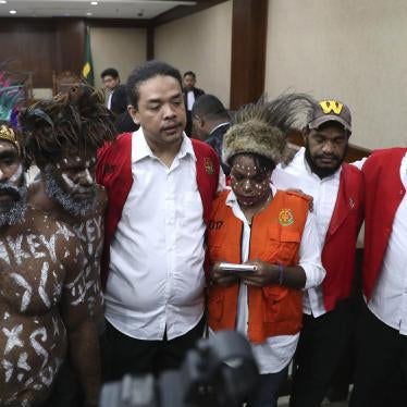 Papuan independence activists charged with treason attend their trial at Central Jakarta District Court, December 19, 2019.